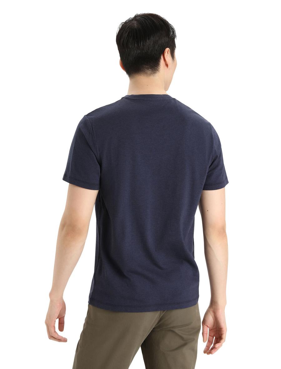 Midnight Navy Icebreaker Merino Central Classic Short Sleeve Caravan Men's T Shirts | AU 1149AHKP